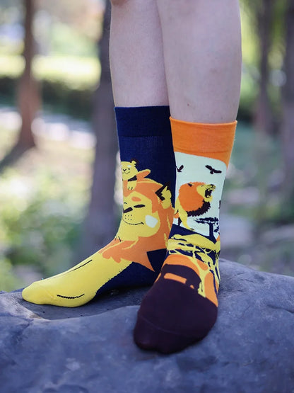 1 Pair Man Women Sock Original AB Tide Socks Colorful Cat Dog Koala Cow Cotton Socks Four Seasons Unisex Socks for Birthday Gift