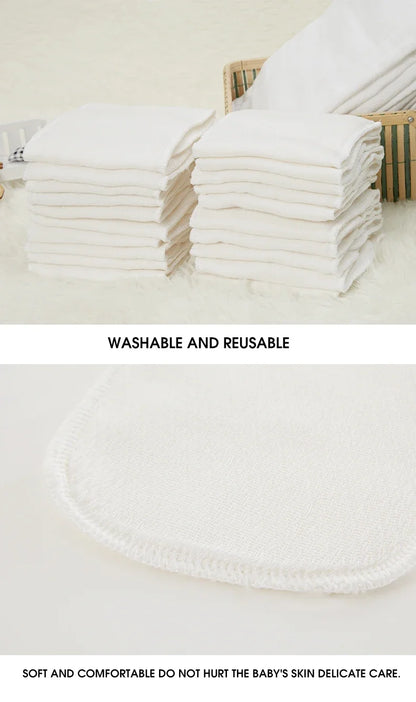 2/5/10Pcs Baby Diapers Reusable Washable Cotton Diaper Ecological Nappies Insert Cotton Cloth Breathable Absorbent Cloth Diapers