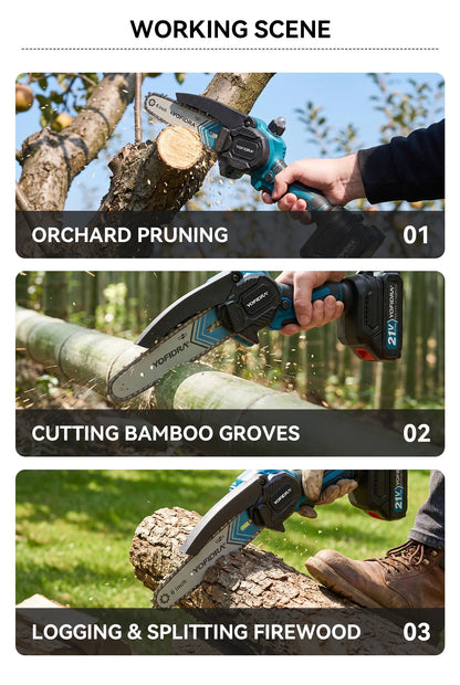 YOFIDRA 6 Inch Electric Chainsaw Cordless Oiler Garden Wood Cutting Logging Pruning Saw Power Tool For Makita 21V Battery Pin