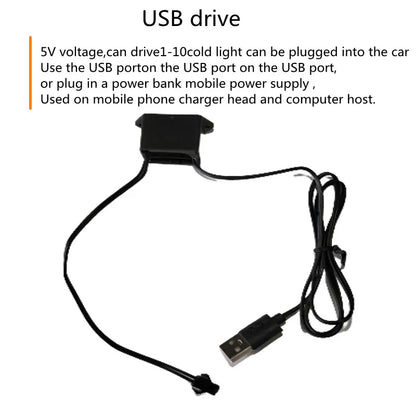 Hot Sale 1M/2M/3M/5M Car Interior Lighting LED Strip Decoration Garland Wire Rope Tube Line Flexible Neon Lights With USB Drive