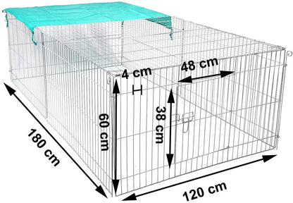 EUGAD Cage for Rabbit Enclosure Hamster Squirrel Chicken Coop Small Animals Outdoor Hutch with Sun Protection Silver Pet House
