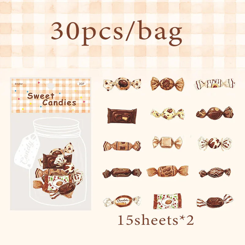 Candy Shaped Sticker Pack, Sweet Style Stickers for Junk Journal Decoration, Decorative Stickers for Water Cups, Photo Frames