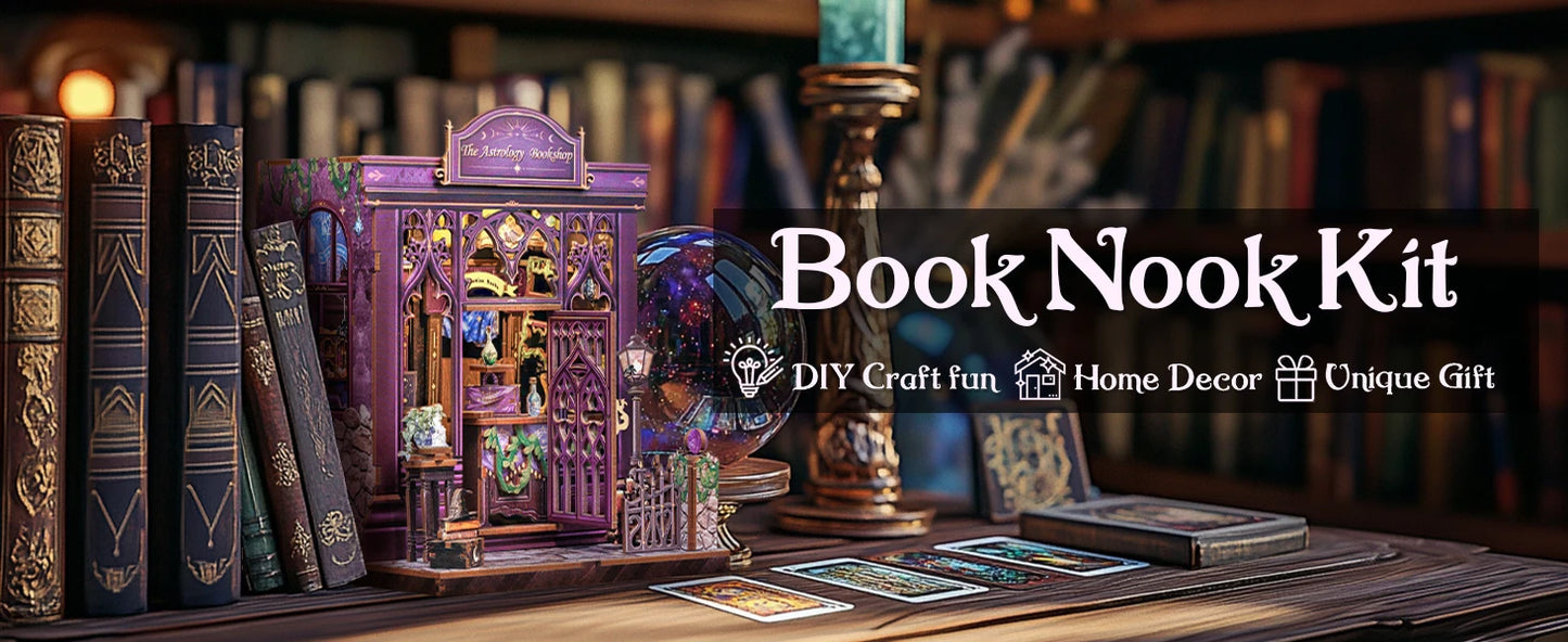 CUTEBEE Book Nook DIY Building Kit with Laser-Cut Precision Pieces 3D Wooden Puzzle  Collectible Desk Home Decor for Gift Idea