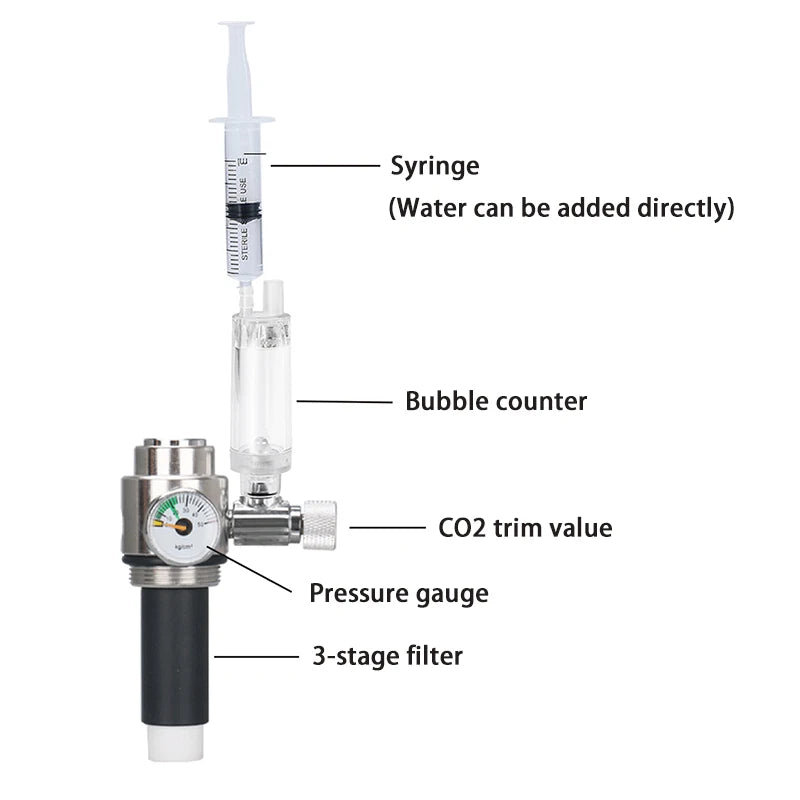 Aquarium CO2 Generator 1L 2L Fish Tank CO2 Cylinder Generator System Stainless Steel Water Injection Bubble Meter Aquatic Plant
