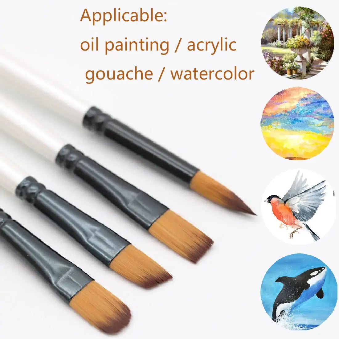 BOMEIJIA Paint Brushes Set Round Flat Angle Filbert Arylic Watercolor Oil Gouache Brush