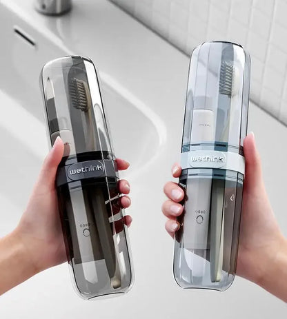 Portable Clear Toothbrush Travel Case, Hard Shell All-in-One Organizer for Business Trips Gym & Commute, Hygienic Secure Design