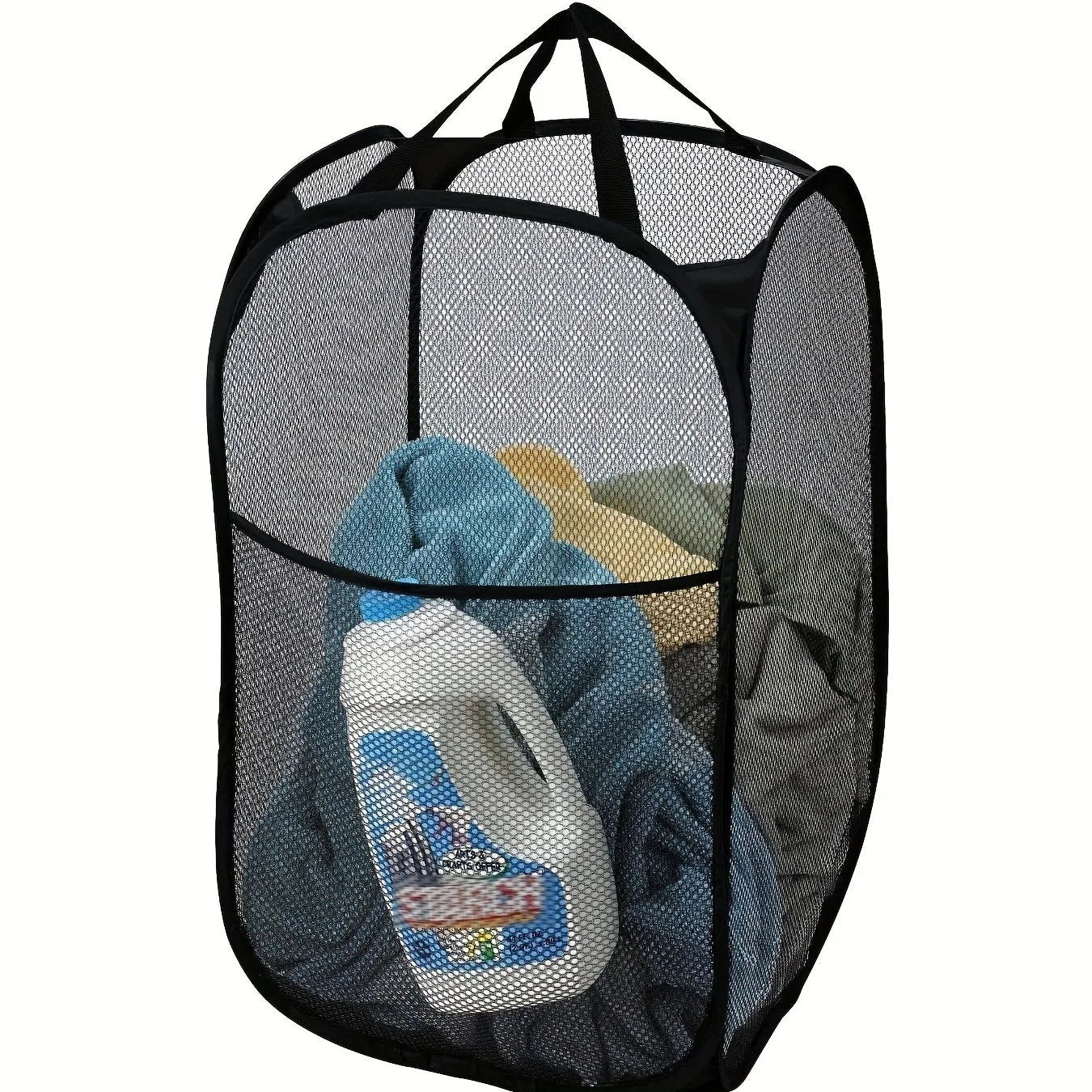 Space-Saving Fabric Laundry Hamper - Collapsible & Portable Mesh Design with Sturdy Carry Handles for Home Use
