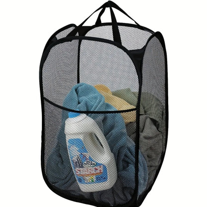 Space-Saving Fabric Laundry Hamper - Collapsible & Portable Mesh Design with Sturdy Carry Handles for Home Use