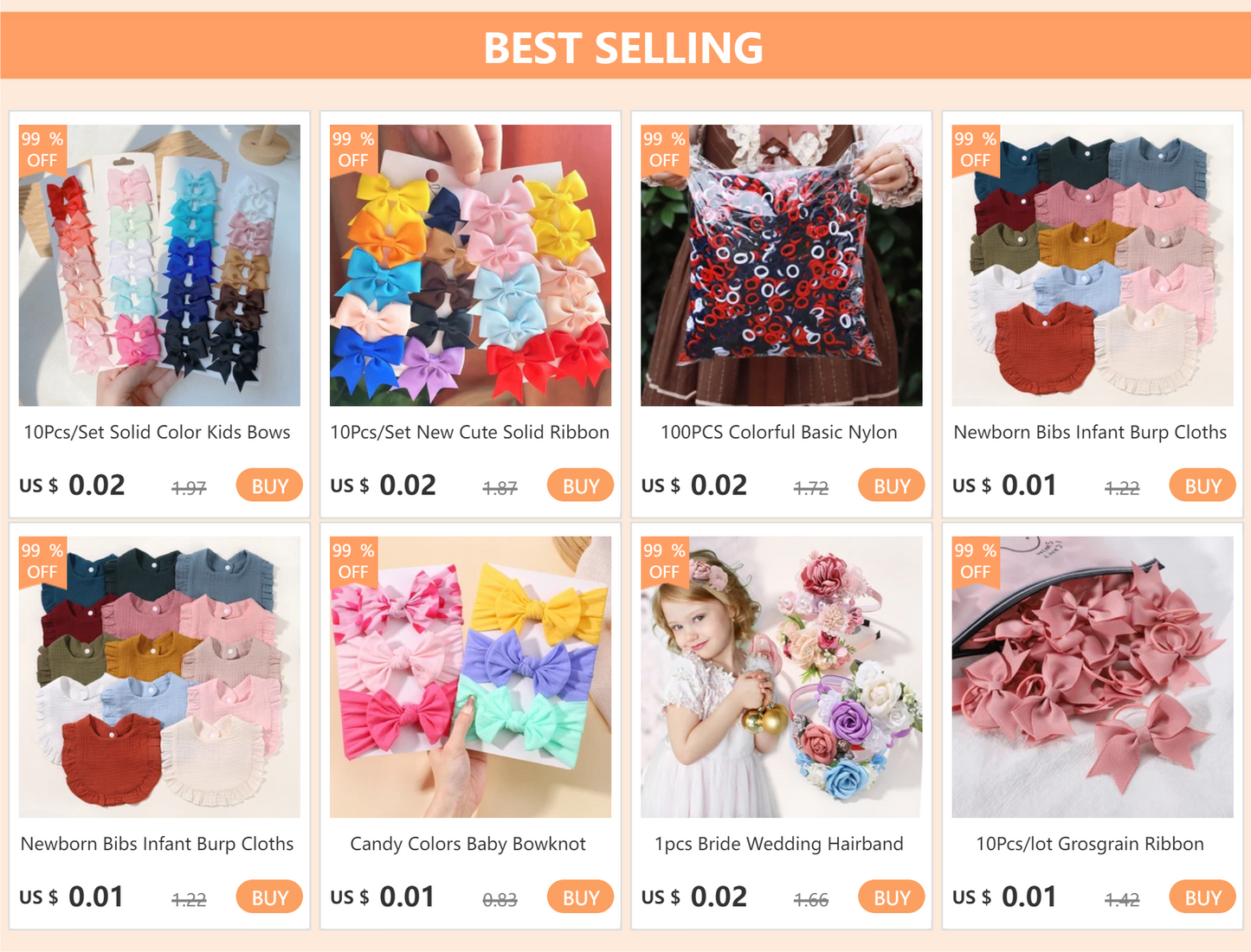 10Pcs/Set New Cute Solid Ribbon Bowknot Hair Clips for Baby Girls Handmade Bows Hairpin Barrettes Headwear Baby Hair Accessories