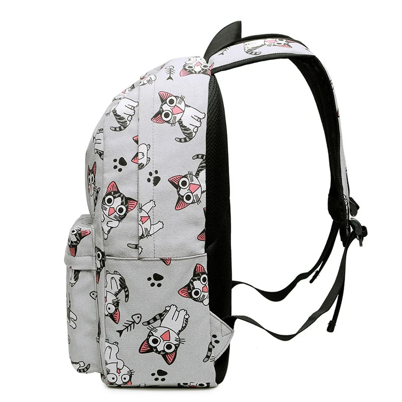 Cute Cat School Bags For Teenage Girls Students Backpack Waterproof Book Bag Travel College Laptop Backpack
