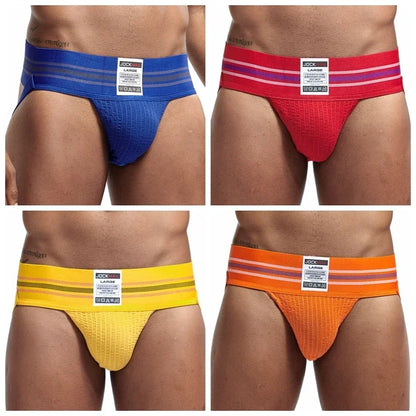 JOCKMAIL Men's Underwear Men Sexy Briefs Jockstrap Pouch Cuecas Man Cotton Panties Thongs Mesh Underpants Gay Slip Homme Srting