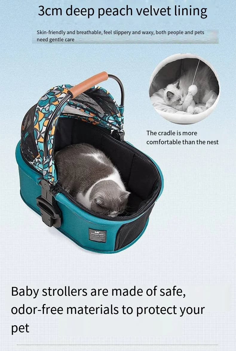 2026 New Dog Stroller Lightweight Foldable Separable Pet Cart, 21.5cm Large Wheel Safe Box for Cat Dog Outdoor Travel 강아지 유모차