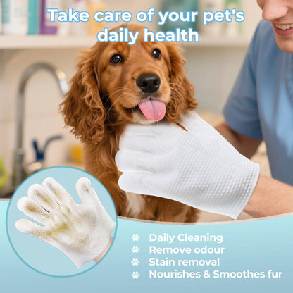 Pet Cleaning Disposable Gloves for Cats And Dogs No-Wash Bathing Hand Sanitizer Pack of 6 for Pet Care