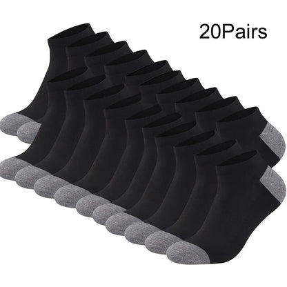 10/20/30pairs Men's Color Block Boat Socks, Fashion Breathable Comfy Low Cut Ankle Socks, Men's Socks