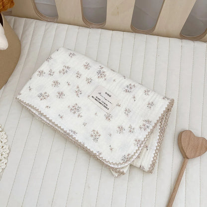 Baby Blanket Floral Soft Cotton Muslin Newborn Swaddle Wrap Receiving Blanket Quick Dry Bath Towel Baby Stroller Cover