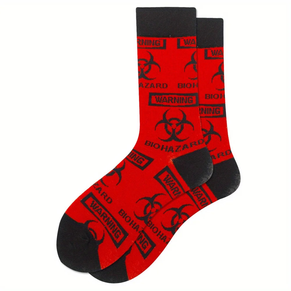 1 pair of men's cartoon printed tool pattern with unique and personalized long socks men  socks