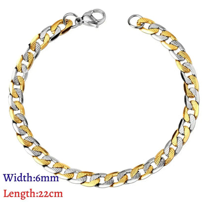 LUXUKISSKIDS Stainless Steel Couple Men/Woman Bracelets Fashion Curb Cuban Link Chains On Hand Rock Bracelet Wrist Jewelry Gifts