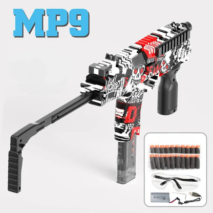 MP9 Toy Gun Electric Foam Dart Blaster Soft Bullet Submachine Gun Automatic Shooting Toys for Adults Teens Outdoor Battle Games