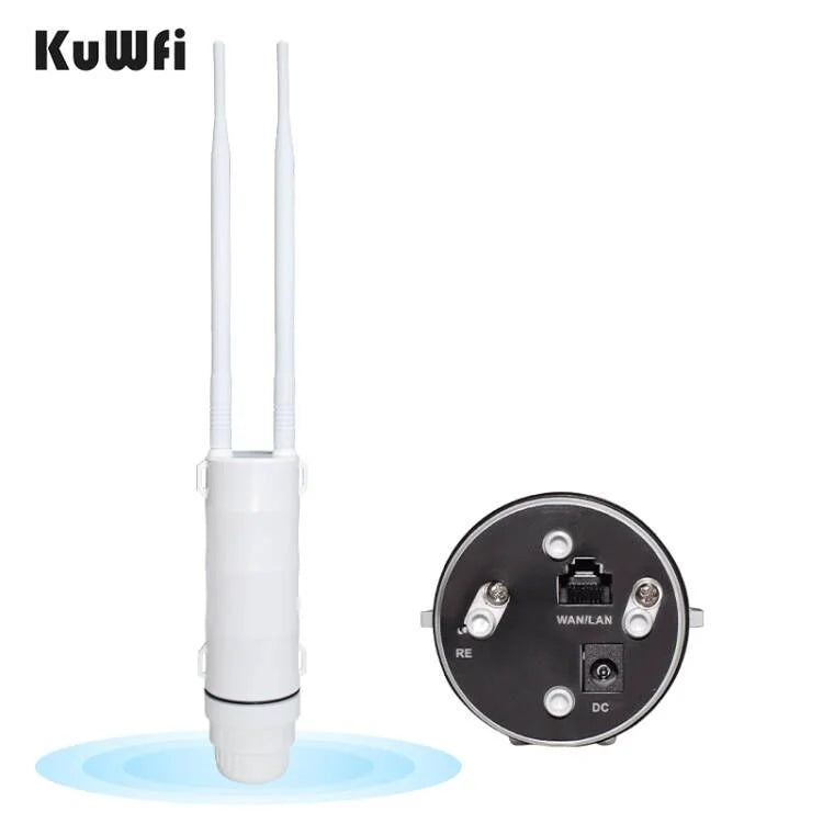 KuWFi AC1200 Outdoor CPE Router 1200Mbps 2.4G 5G Dual Band Wireless Wi-Fi Gigabit RJ45 Port Detachable Antennas 48V POE Repeater