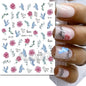 3d Nails Art Decals Spring Fruits Pink Full Tips Peony Magnolia Flowers Adhesive Sliders Stickers Decoration For Nails Manicure
