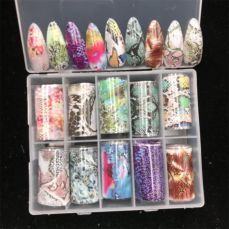 New Flower Nail Foils for Transfer Paper Stickers Floral Adhesive Fruit Nails Wraps Fish DIY Water Marble Nail Art Decorations