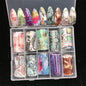 New Flower Nail Foils for Transfer Paper Stickers Floral Adhesive Fruit Nails Wraps Fish DIY Water Marble Nail Art Decorations