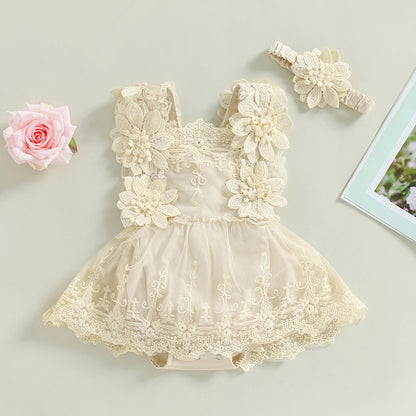 Baby Girl Summer Clothes Lace Romper Skirt Dress Princess Outfits Sleeveless Flower Newborn Outfit