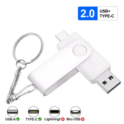 Free Custom Logo TYPE-C USB Flash Drive 128GB USB-C Pen Drive 64GB White Purple Memory Stick 32GB 16GB Pendrive Storage Device