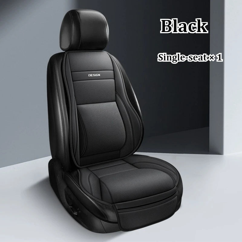 Ergonomic PU Leather Car Seat Cushion with Lumbar & leg Support Ventilated Design Storage Pockets Universal Fit for Most Cars