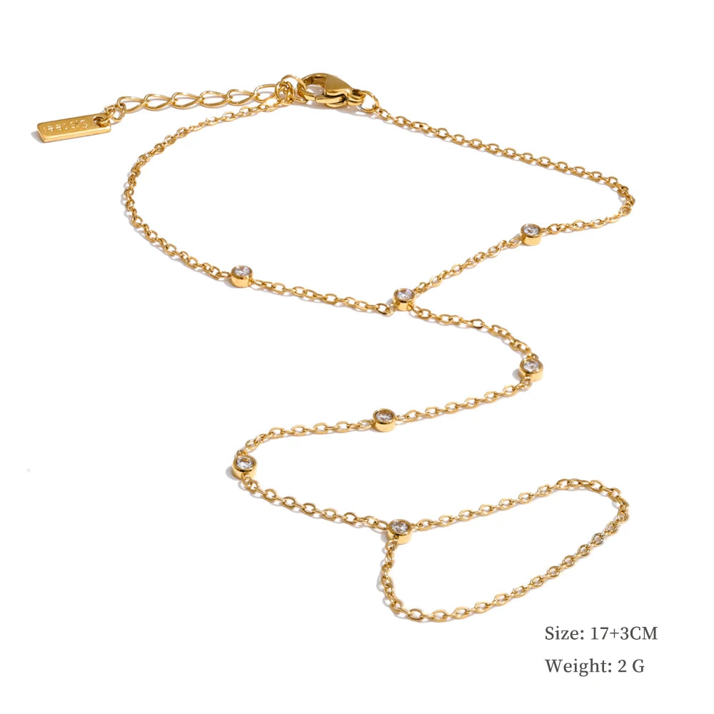 Yhpup Trendy Stainless Steel Zircon Beads Back of Hand Chain Finger Bracelet Fashion Chic Sexy Jewelry Waterproof Wholesale Gift