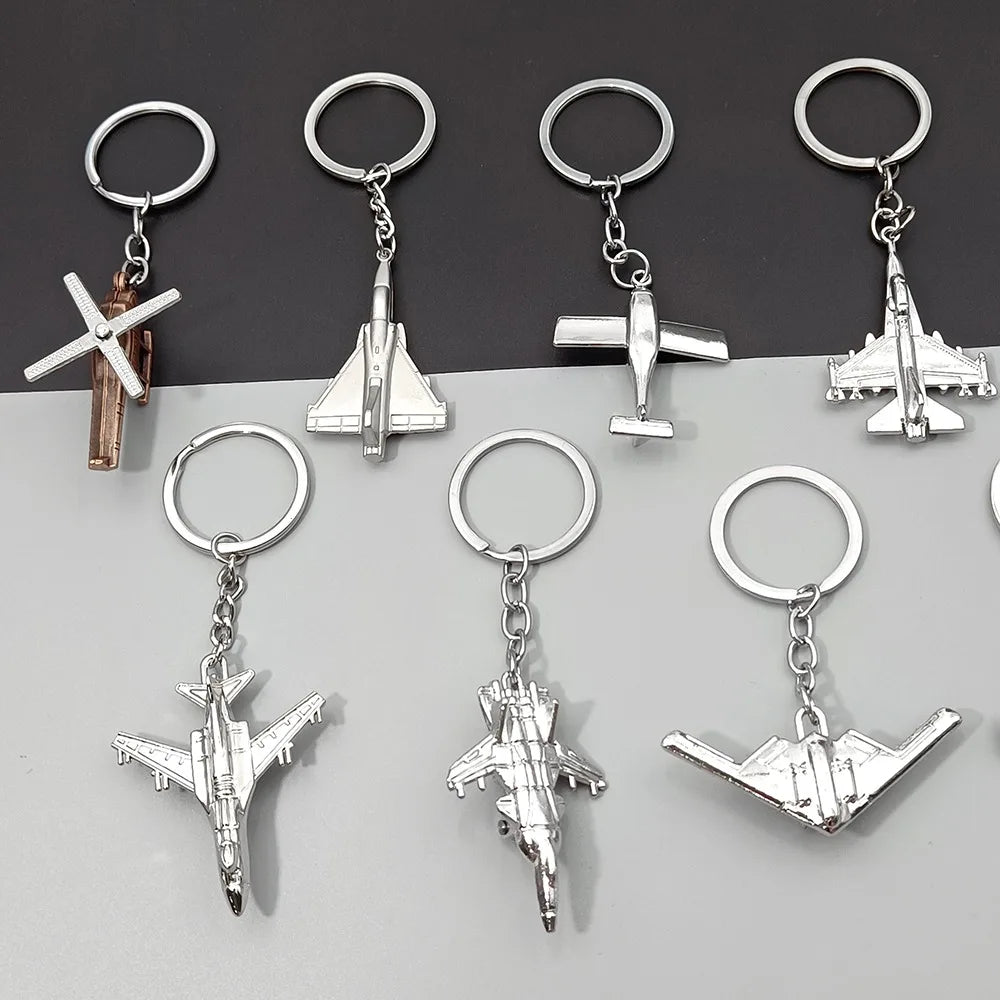 Air Plane Model Fighter Keychains Metal Cool Airplane Keyring Pendant Car Motorcycle Bag Key Chain Ring for Men Creative Gift