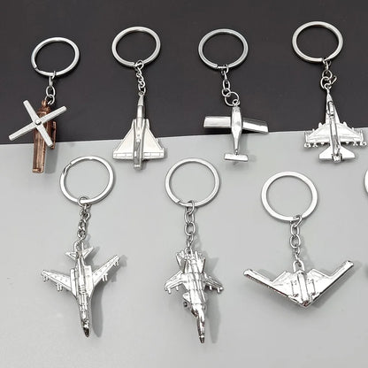 Air Plane Model Fighter Keychains Metal Cool Airplane Keyring Pendant Car Motorcycle Bag Key Chain Ring for Men Creative Gift