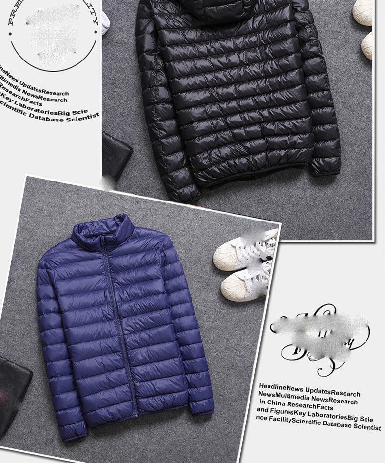 Men's All-Season Ultra Lightweight Packable Down Jacket Water and Wind-Resistant Breathable Coat Big Size Men Hoodies Jackets