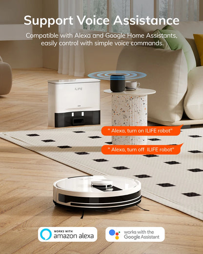 ILIFE A12 Pro Robot Vacuum and Mop Combo, LIDAR Navigation, Self Collection Dust, 3000Pa Suction, App/Remote Control