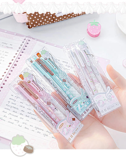 4Pcs Cute Kawaii Gel Pens Set Aesthetic 0.5mm Fine Point Retractable Pens for School Office Writing Sweet Chocolate Stationery