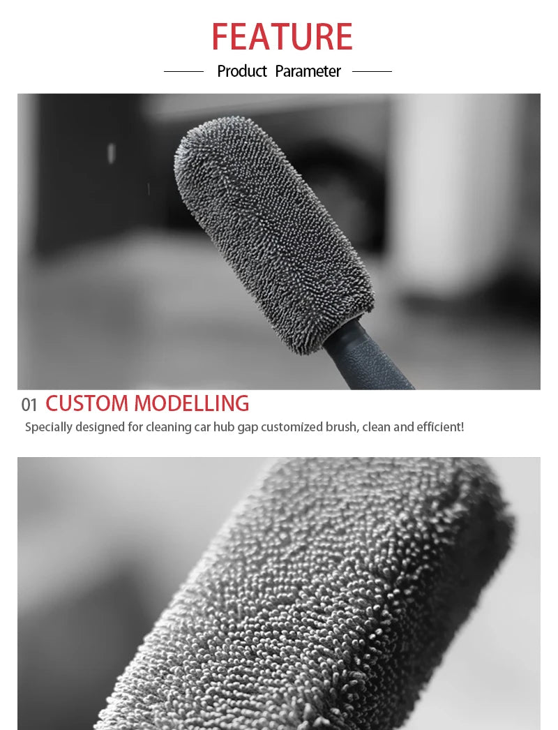 SEAMETAL Microfiber Car Wheel Tire Rim Brush Auto Wheel Cleaning Tool Wash Towel with Plastic Handle Car Washing Accessories