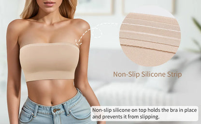 Sexy Seamless Strapless Tube Top Bra Women's Half Cup Ultra Thin Silicone Non-slip Underwear Off-the-shoulder  Dress Lingerie