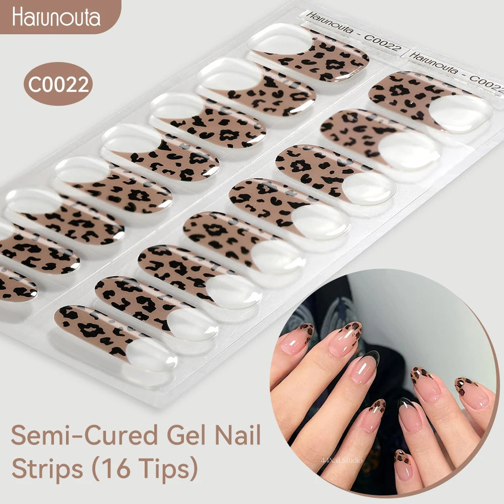 Gradient Auroras Semi Cured Gel Nail Strips Sparkly Shinning DIY Gel Polish Stickers for Nails Works with UV/LED Nail Lamps