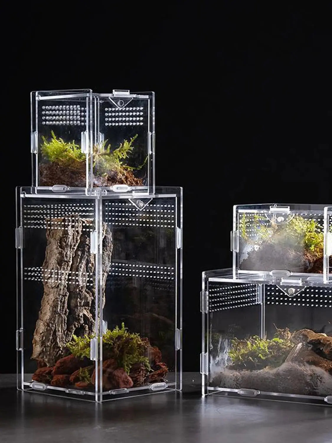 Acrylic Transparent Reptile Terrarium Breeding Box Turtle Cage Nano Arboreal Tarantula Enclosure Dearded Dragon Reptiles Habitat