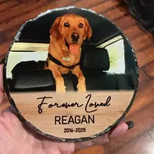 Personalized Pet Photo Name Slate Memorial Stone Custom Engraved Grave Marker Dog Loss Remembrance Keepsake Gift Souvenir