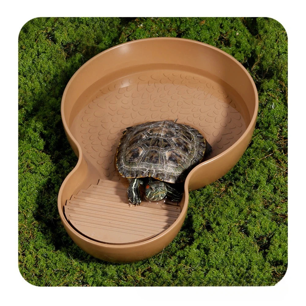 Turtle Bathing Pool Feeding Dish Durable Reptile Water Bowl for Box Turtles Frogs and Pets Easy to Clean Habitat Accessory