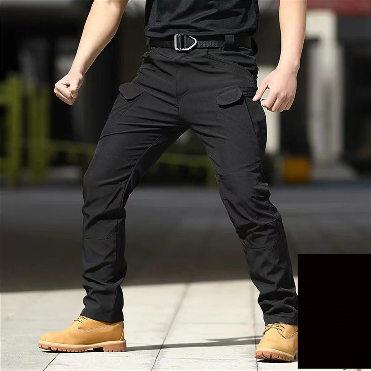 Black Cargo Plus Size Men's Elastic Tactical Pants Camping Hiking Fishing Trekking Climbing Outdoor Trousers Quick Dry Sports