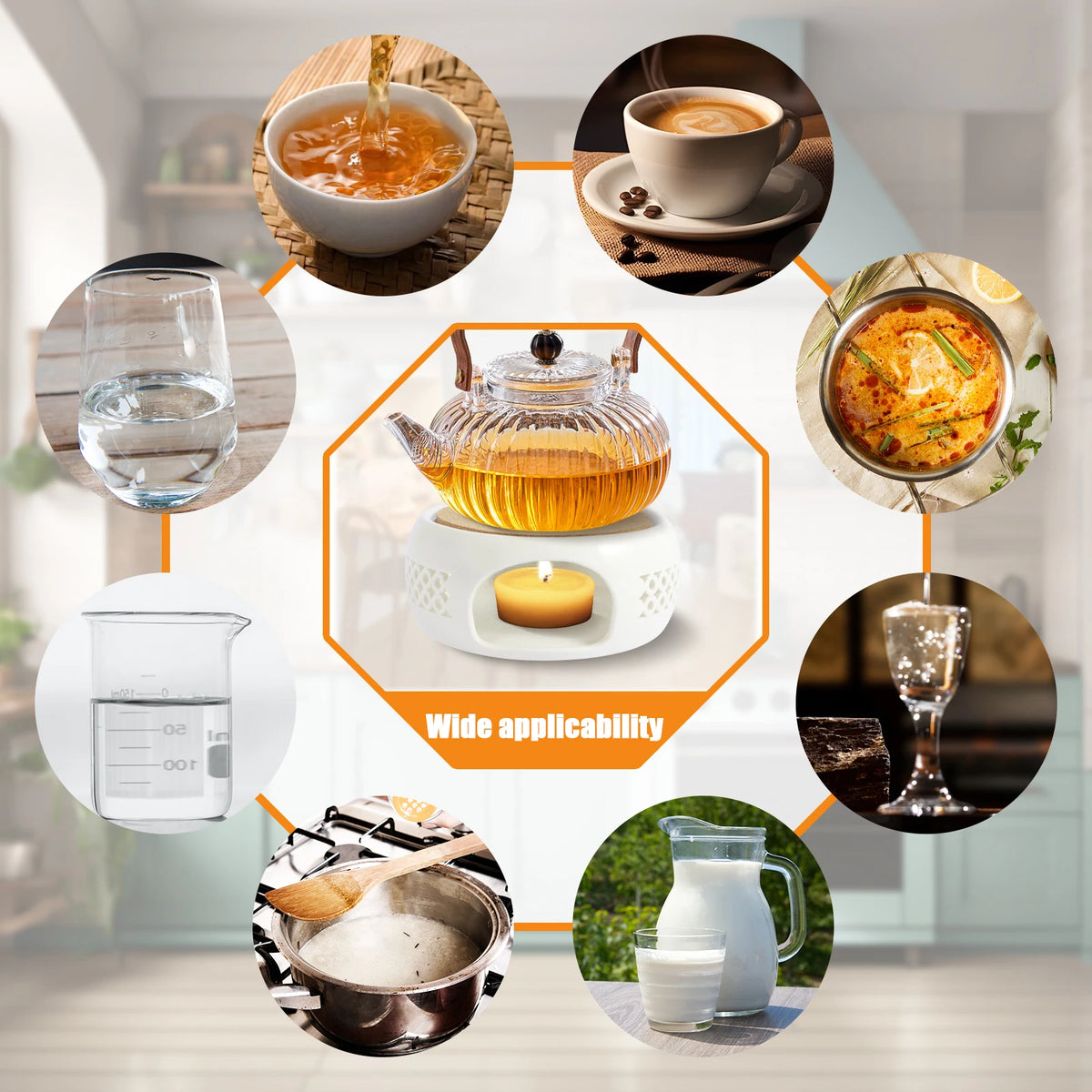 Ceramic Teapot Warmer Hollow Ceramic Teapot Heater with Cork Cushion Heat Resistant Ceramic Coffee Tea Warmer Practical Ceramic