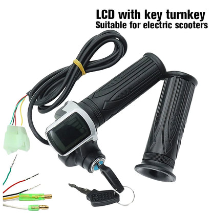 24V/36V/48V Electric Bike Twist Grip Throttle with LCD Battery Display Electric Bicycle Throttle Grip with Power Indicator