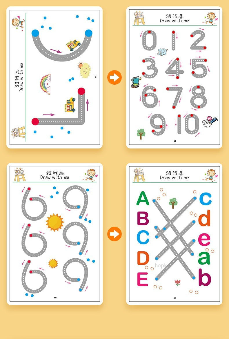 Magical Tracing Workbook Set Reusable Magic Practice Copybook for Kids with Drawing Pens and Eraser Learning Books Writing