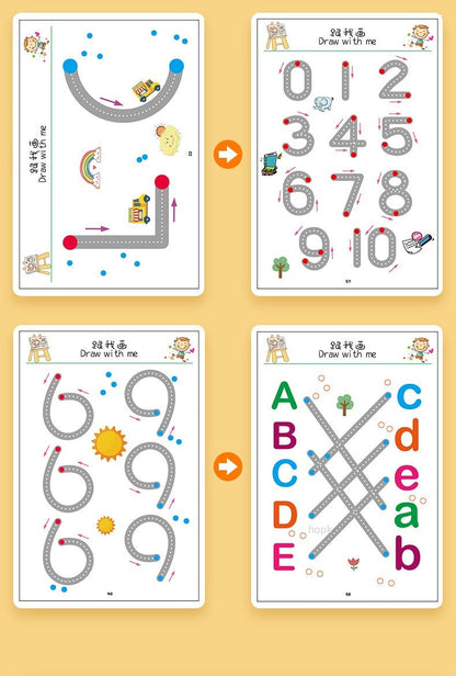 Magical Tracing Workbook Set Reusable Magic Practice Copybook for Kids with Drawing Pens and Eraser Learning Books Writing