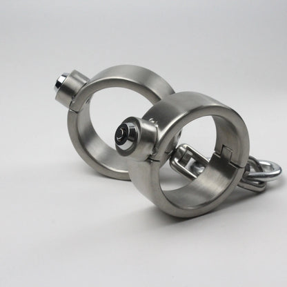 Heavy Duty Stainless Steel Handcuffs Ankle Cuffs Neck Collar Press Lock BDSM Restraints Bondage Adult Games Sex Toys for Couples