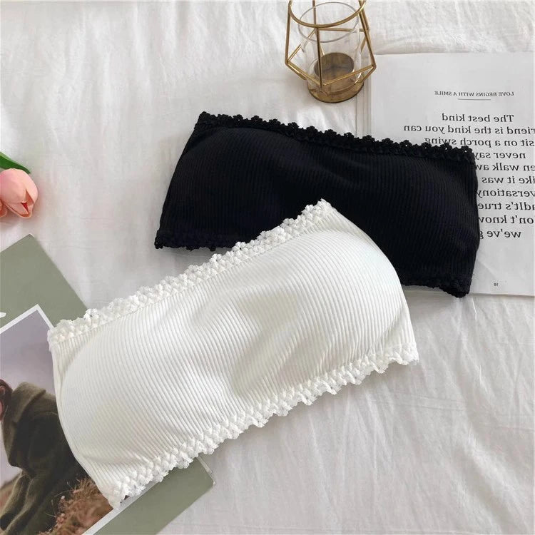 Lace Strapless Bra Women Sexy Tube Top Invisible Push Up Bralette Lady Seamless Underwea Lingerie Summer Chest Wraps Crop Tops