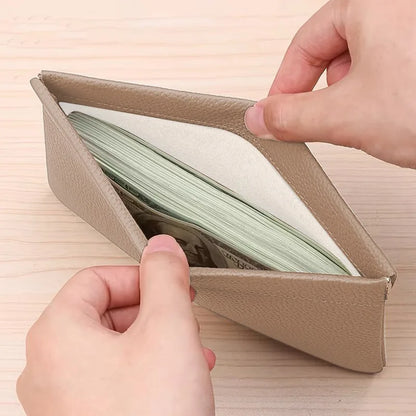 Self‑Closing Artificial Leather Long Wallet Passport Driver's License ID Holder Headphone Data Cable Storage Cash Pouch