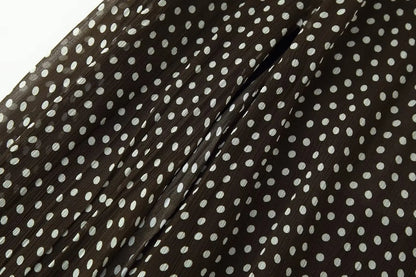 Nlzgmsj 2026 Spring Summer Women's Vintage Black Polka Dot Ruffle Hem Skirt  Asymmetrical Hem Midi Skirt
